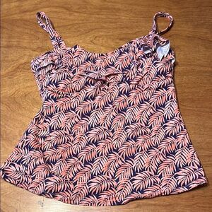 Leilani Pink and Navy Leaf Pattern Swim Tank